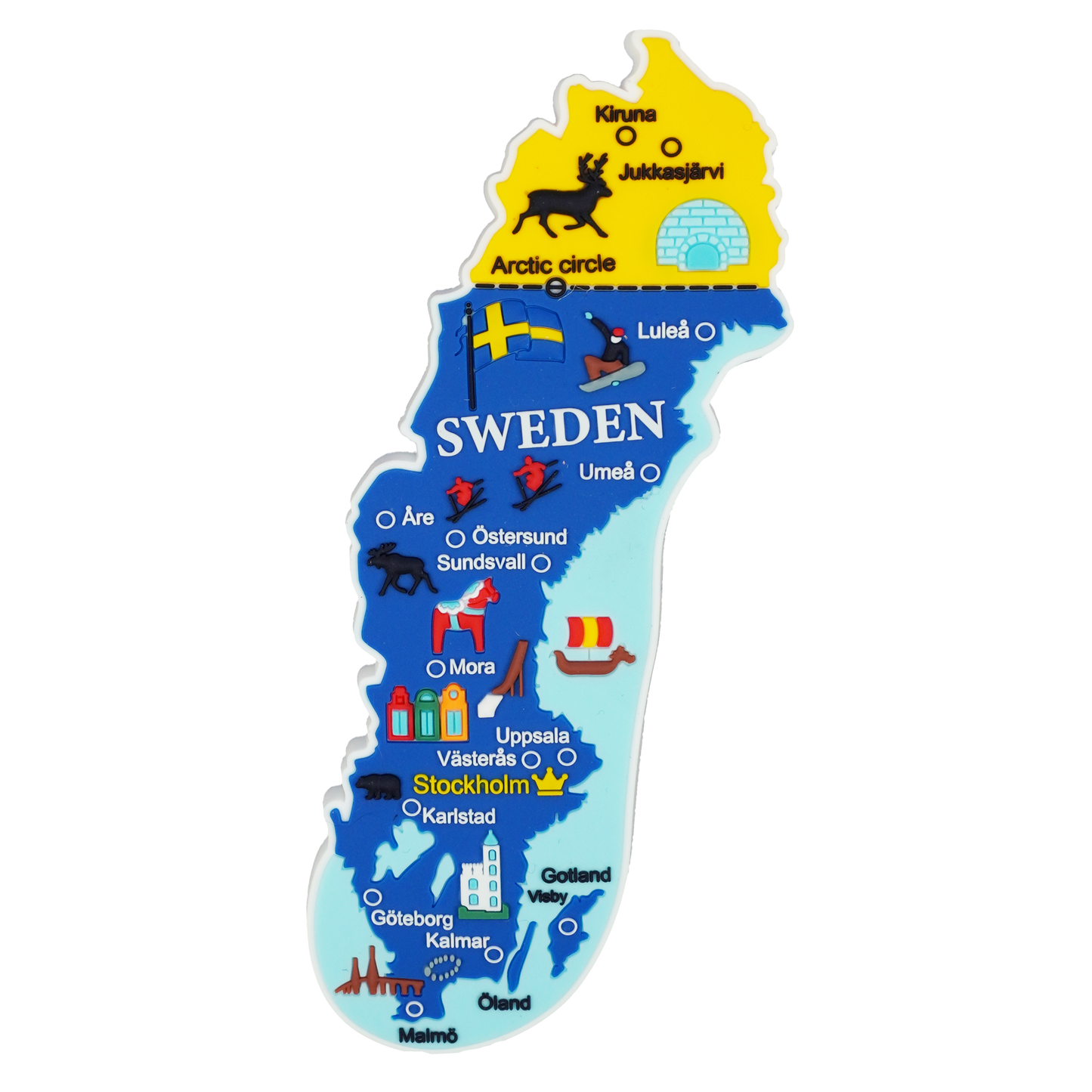 Sweden Map Rubber Magnet SWE