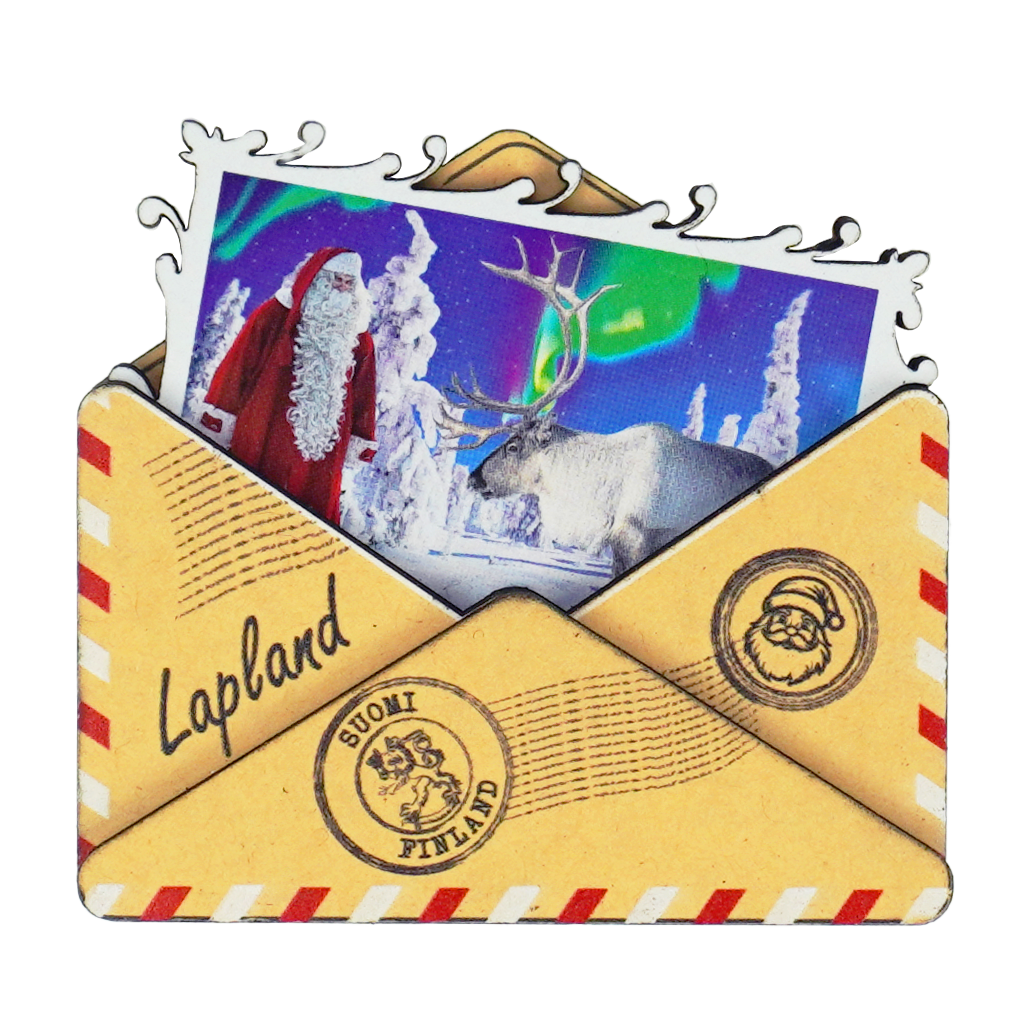 Envelope Wooden Magnet Santa Claus LAP FIN