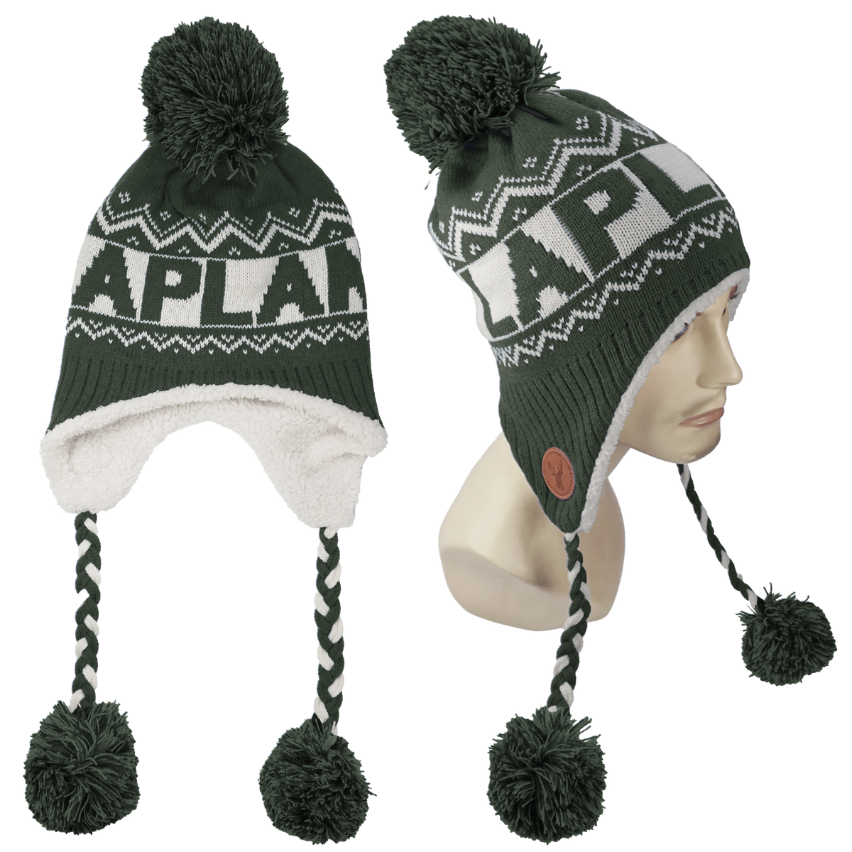 Fluffy Earflap Beanie Forest Green LAP