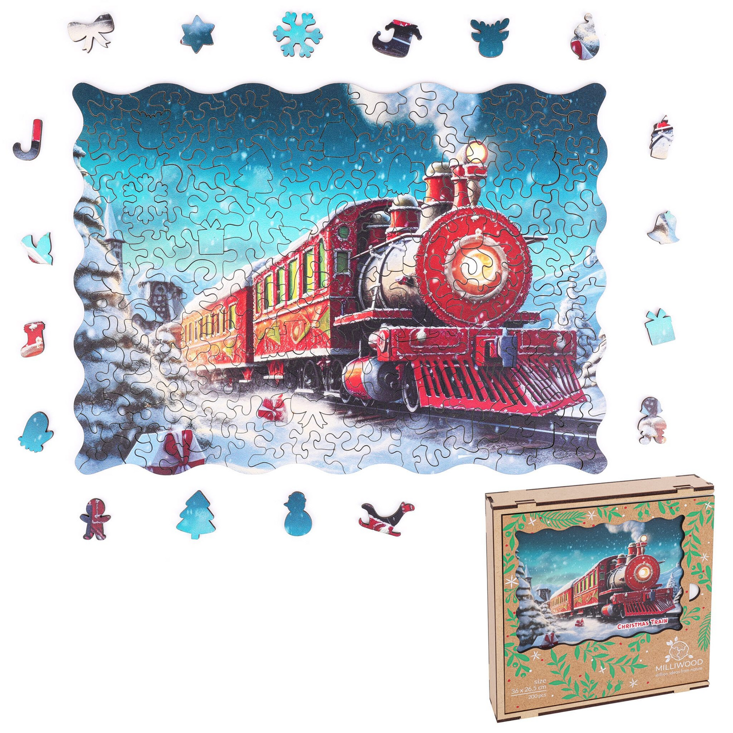 Christmas Train Wooden Puzzle Shape L