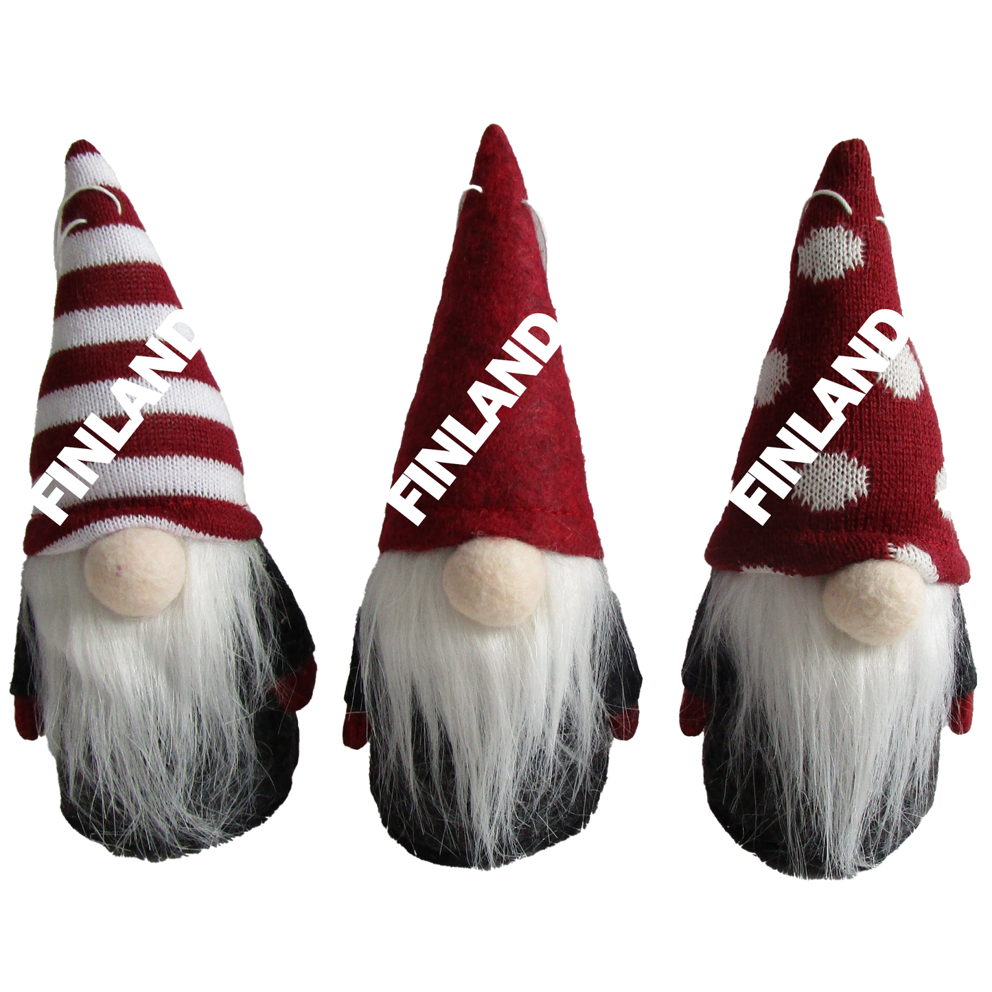 Cap Santa red black yarn felt 3 assortment 16 cm FIN