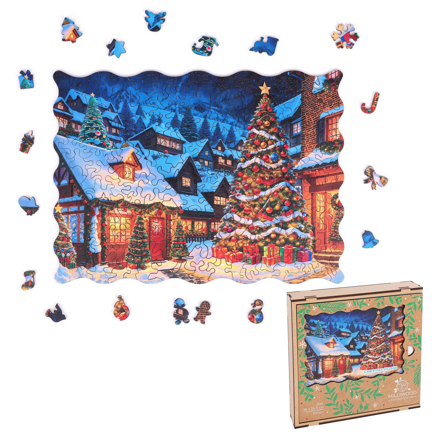 Christmas Village Wooden Puzzle Shape L