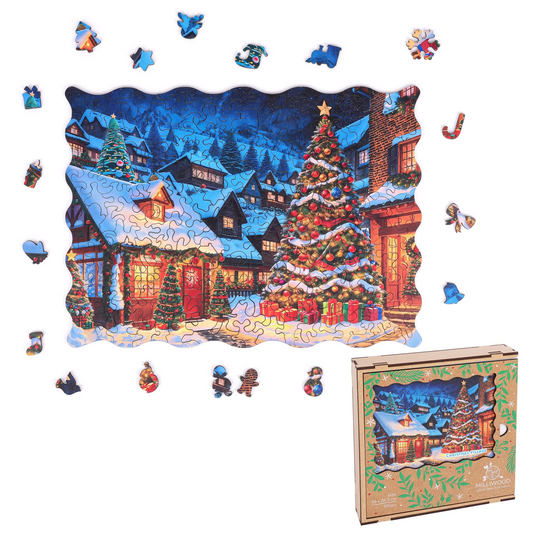 Christmas Village Wooden Puzzle Shape L