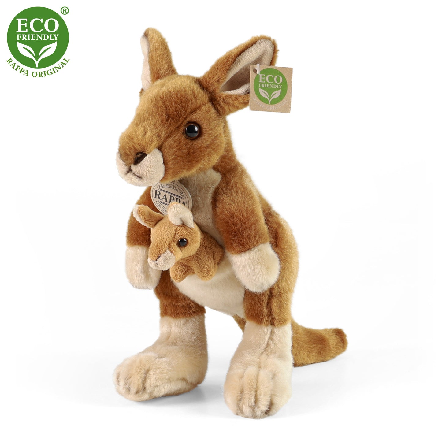 Plush kangaroo w/ cub 27cm
