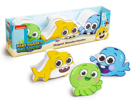 Baby Shark Wooden Shaped Puzzle - 3 Assorted