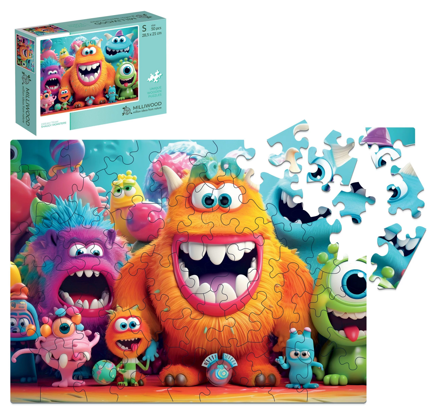 Shaggy Monsters Wooden Puzzle Rectangle S