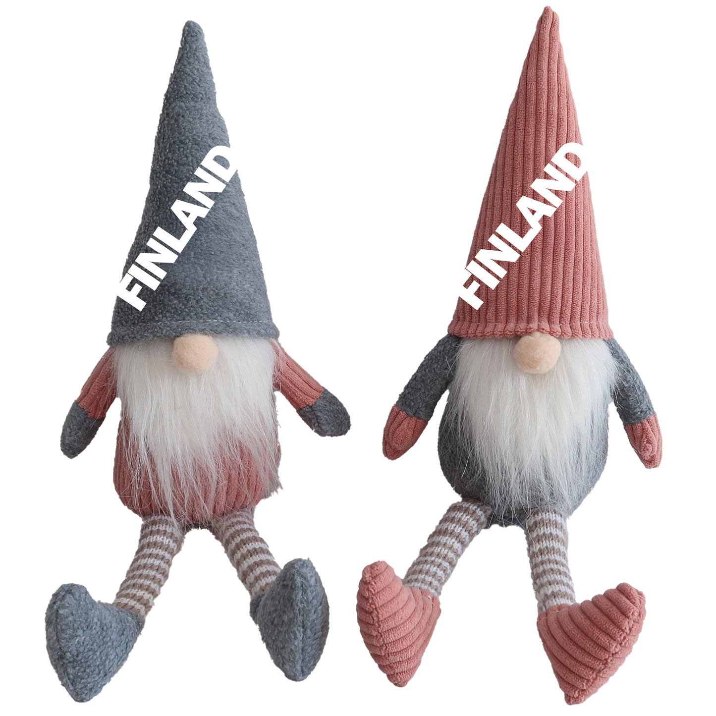 Cap Santa grey pink corduroy 2pcs assortment 23 cm FIN