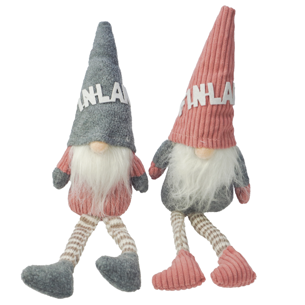 Cap Santa grey pink corduroy 2pcs assortment 23 cm FIN