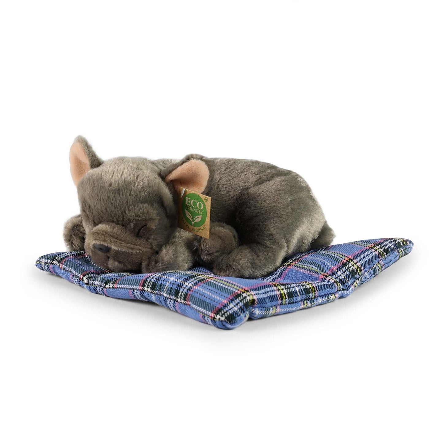 Plush French Bulldog on pillow 23 cm