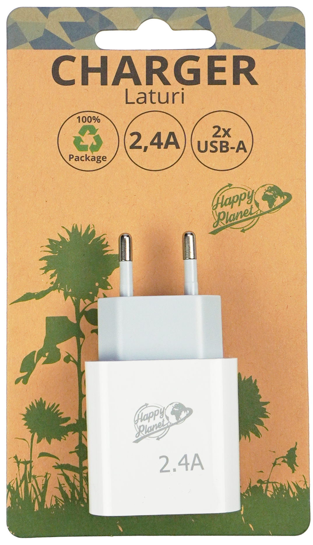 Seinälaturi 2x 5V 2.4A USB-A paikalla