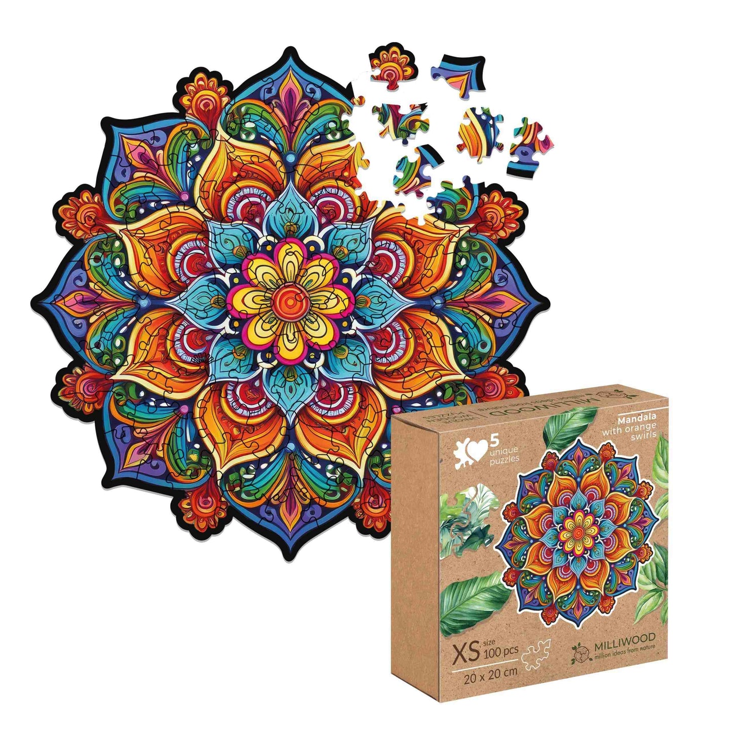 Mandala Full With Orange Swirls XS 100pcs