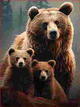 3D LiveLife Postcards - The Three Grizzly Bears