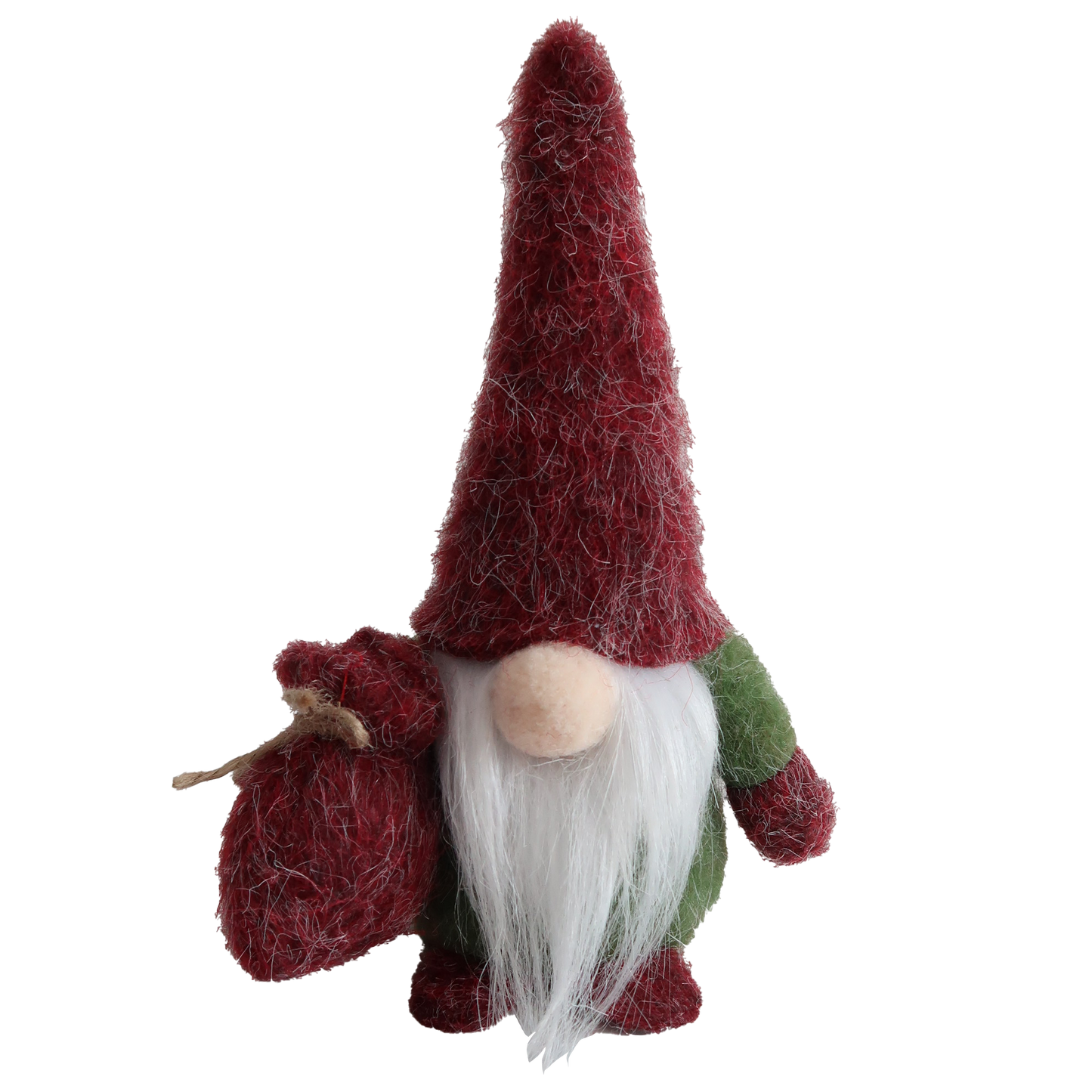 Cap Santa with bag red and green fabric 16 cm