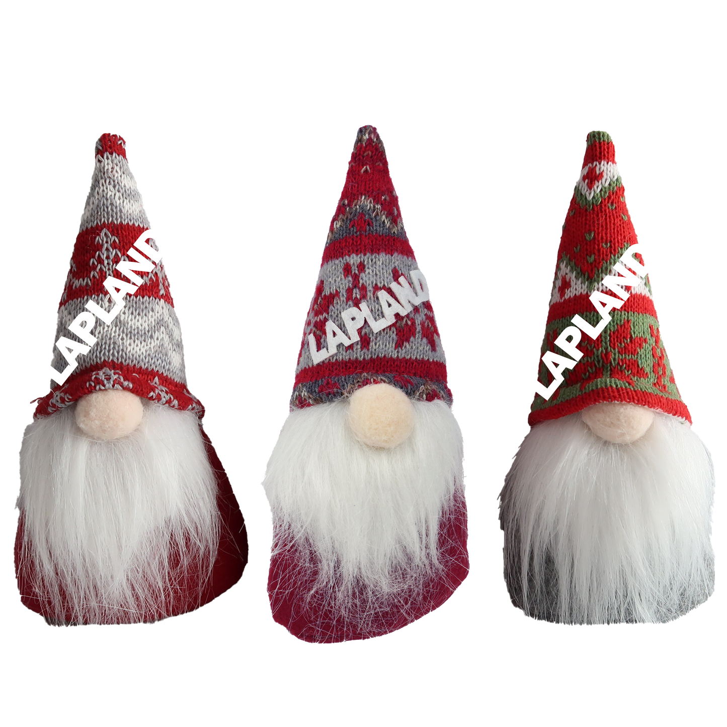 Cap Santa Knitted Red grey white 3 assortment 19 cm LAP