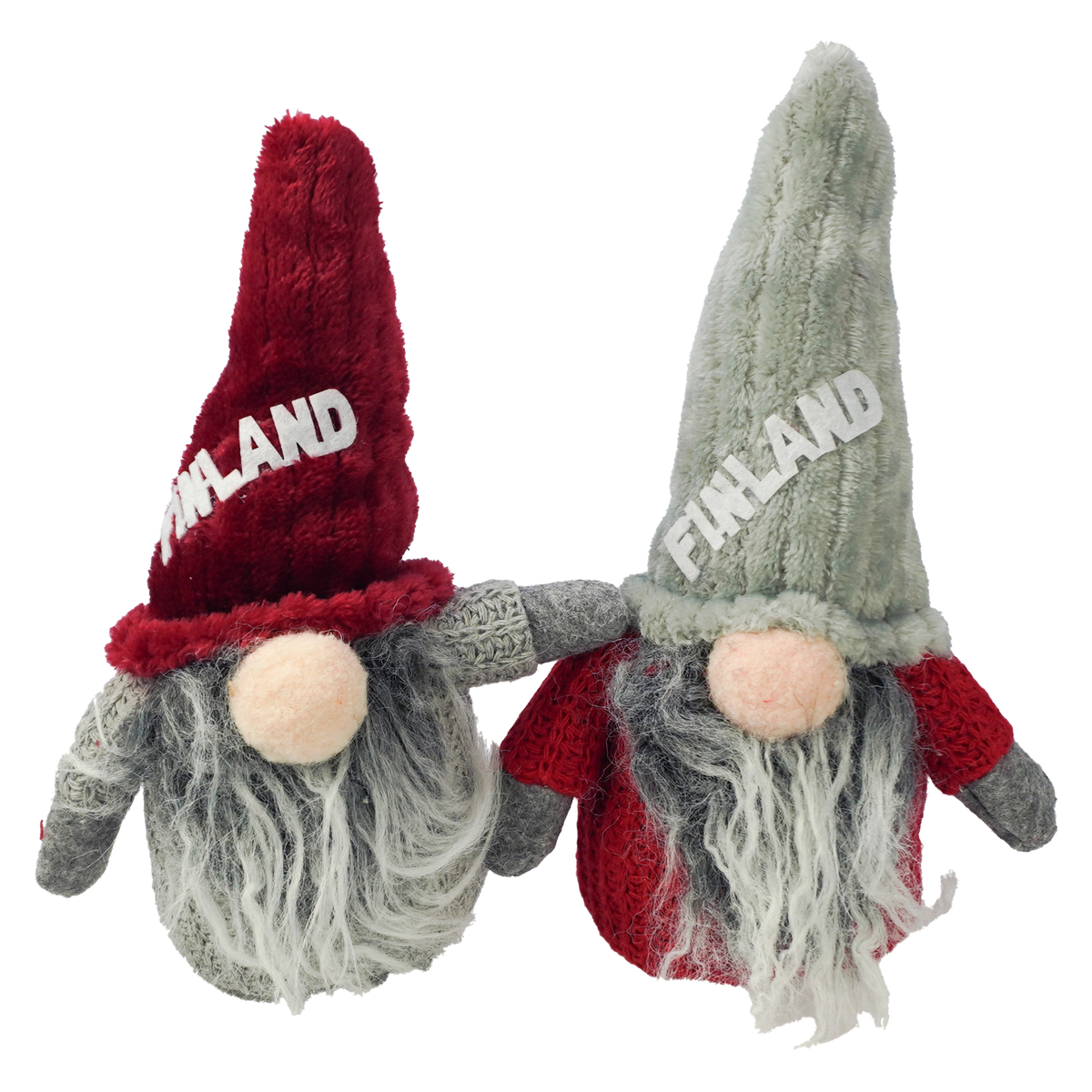 Cap Santa beige and red fabric yarn 20 cm 2 pcs assortment FIN