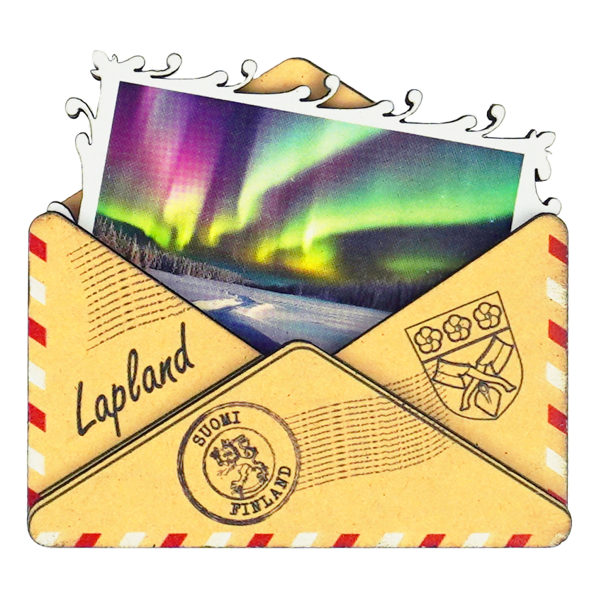 Envelope Wooden Magnet Aurora Borealis LAP FIN