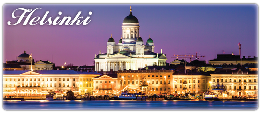 Tuomiokirkko Kauppatori Ilta Panoraama Kuvamagneetti HEL