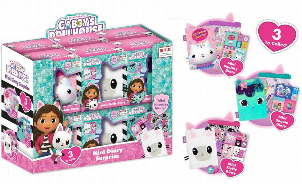 Gabbys Dollhouse Mini Diarys - 3 Assorted