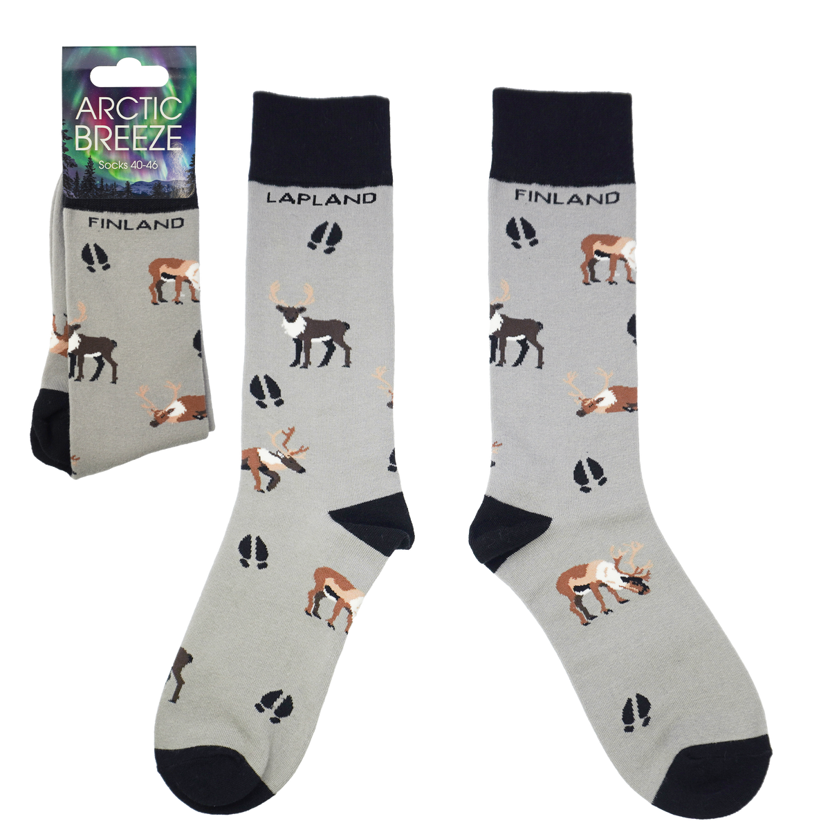 Reindeer Tracks 41-46 Socks Grey FIN LAP