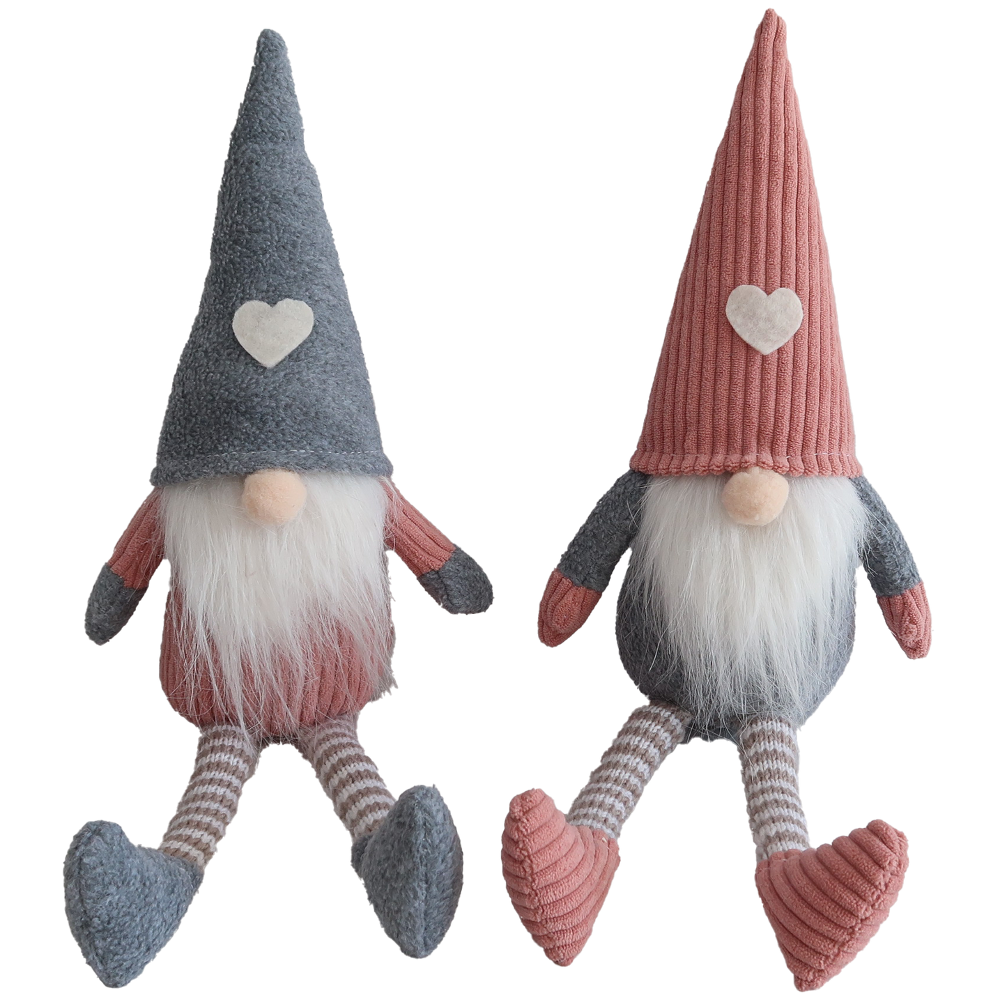 Cap Santa grey pink corduroy 2pcs assortment 23 cm