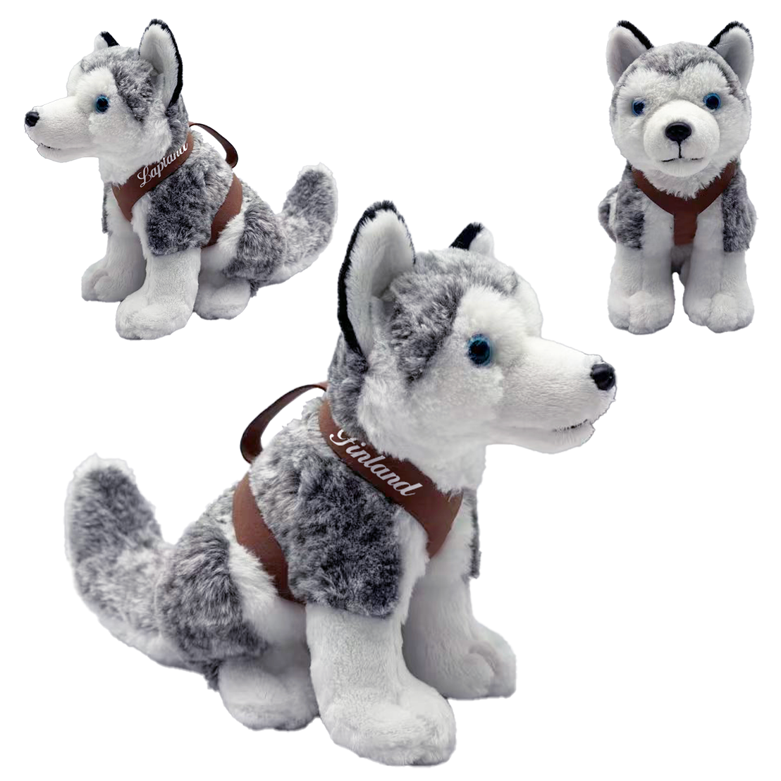 Sitting Husky Plush with harness M 24cm
