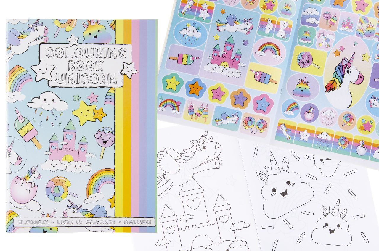 Coloring Book W Stickersheet Unicorn L