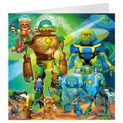 3D LiveLife Greetings Cards - Robot Family