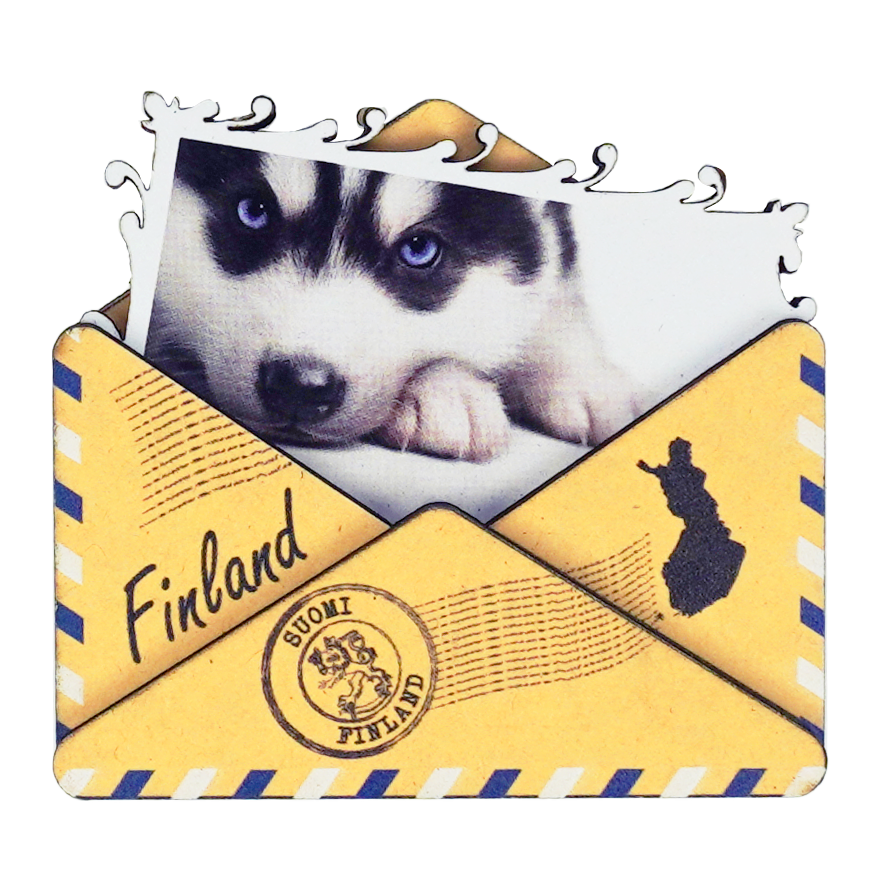Envelope Wooden Magnet Husky FIN