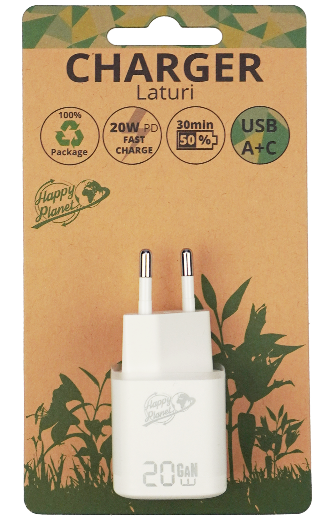 Seinälaturi USB-A JA USB-C 20W