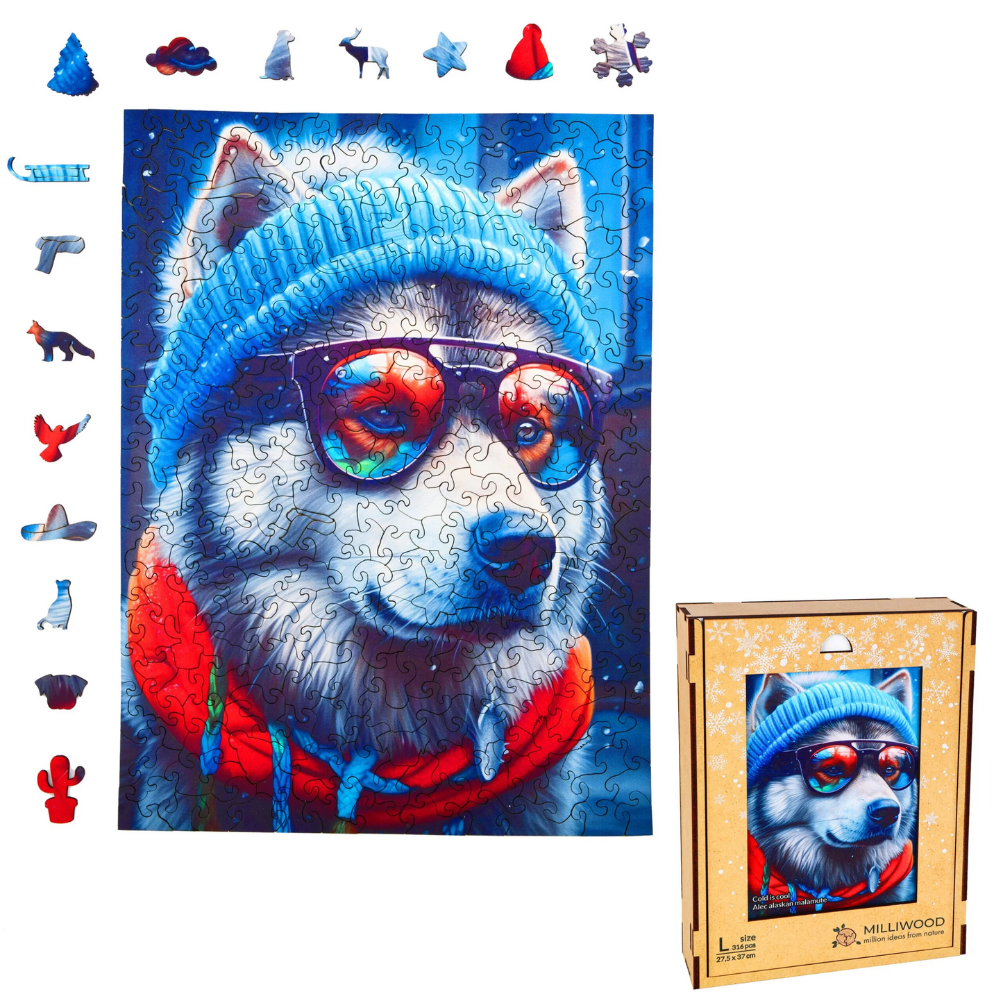 Alec Alaskan Malamute Wooden Puzzle Rectangle L