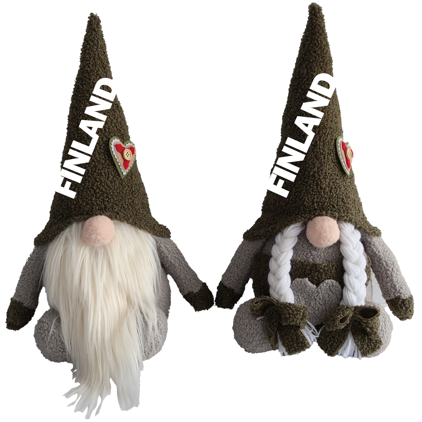 Cap Santa green teddy 40 cm 2 assortment FIN