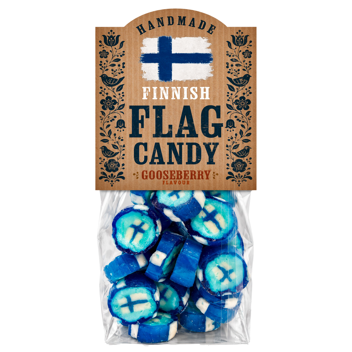 Handmade Finnish Flag Gooseberry Sweets 100g