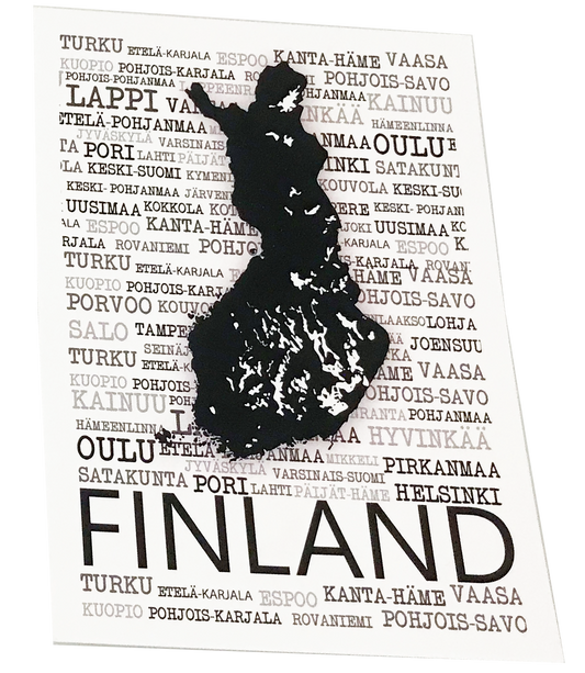 Suomi Kotiseutu Postikortti musta