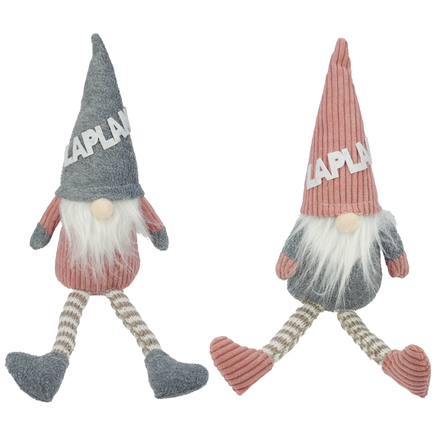 Cap Santa grey pink corduroy 2pcs assortment 23 cm LAP