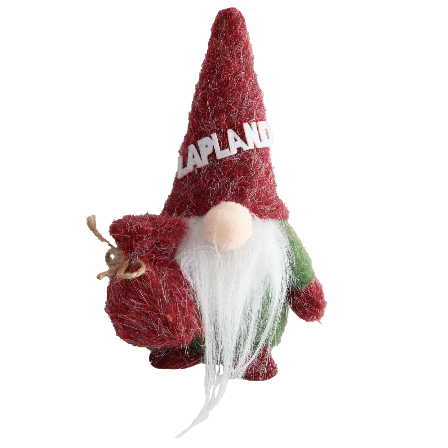 Cap Santa with bag red and green fabric 16 cm LAP