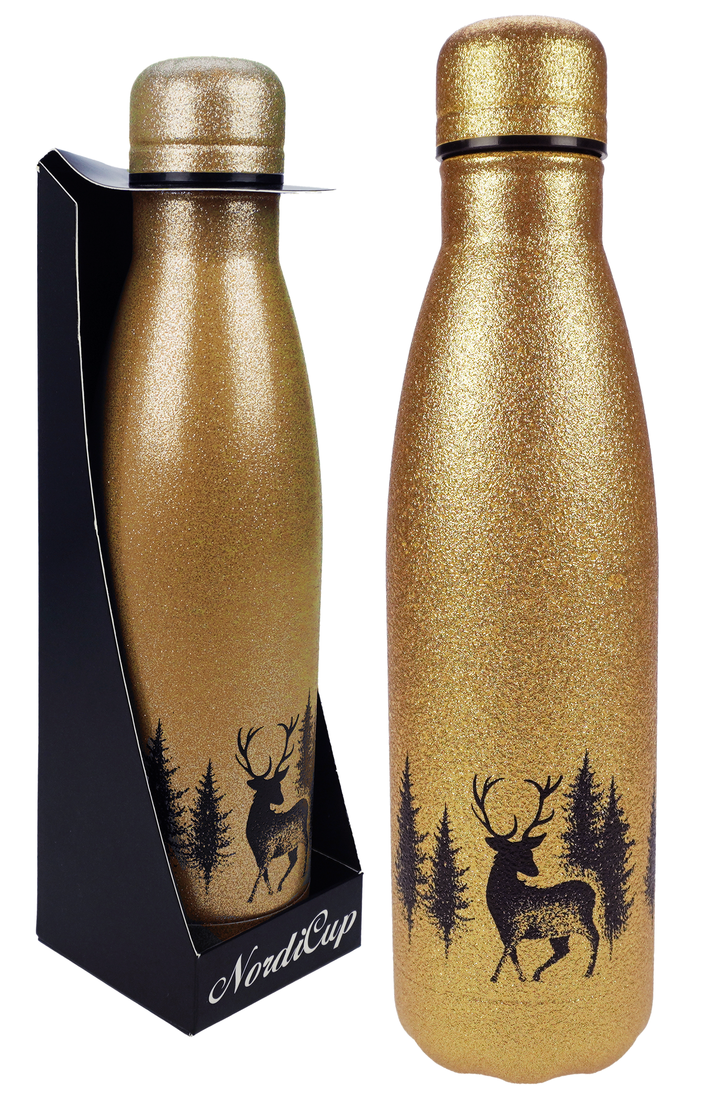 NordiCup Reindeer Thermos Bottle Glitter Gold