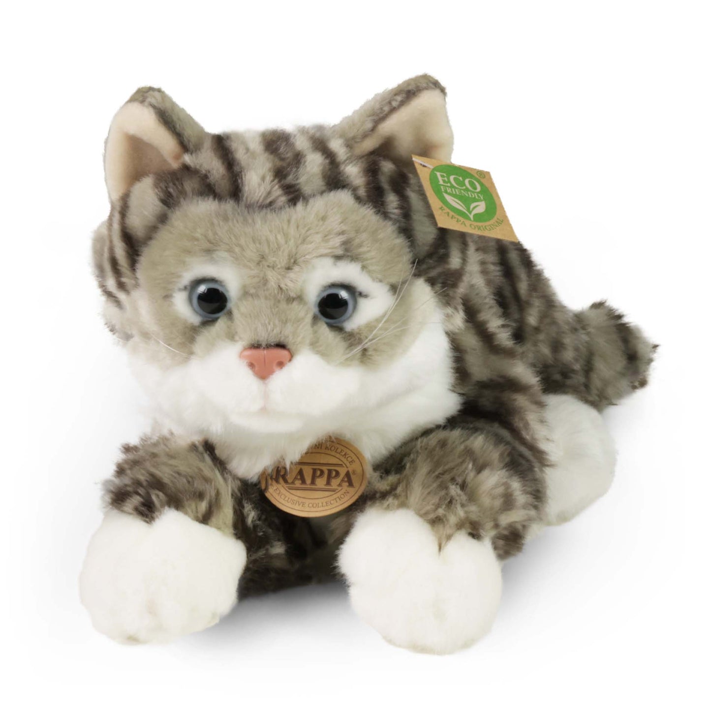 Plush gray tabby cat 40 cm
