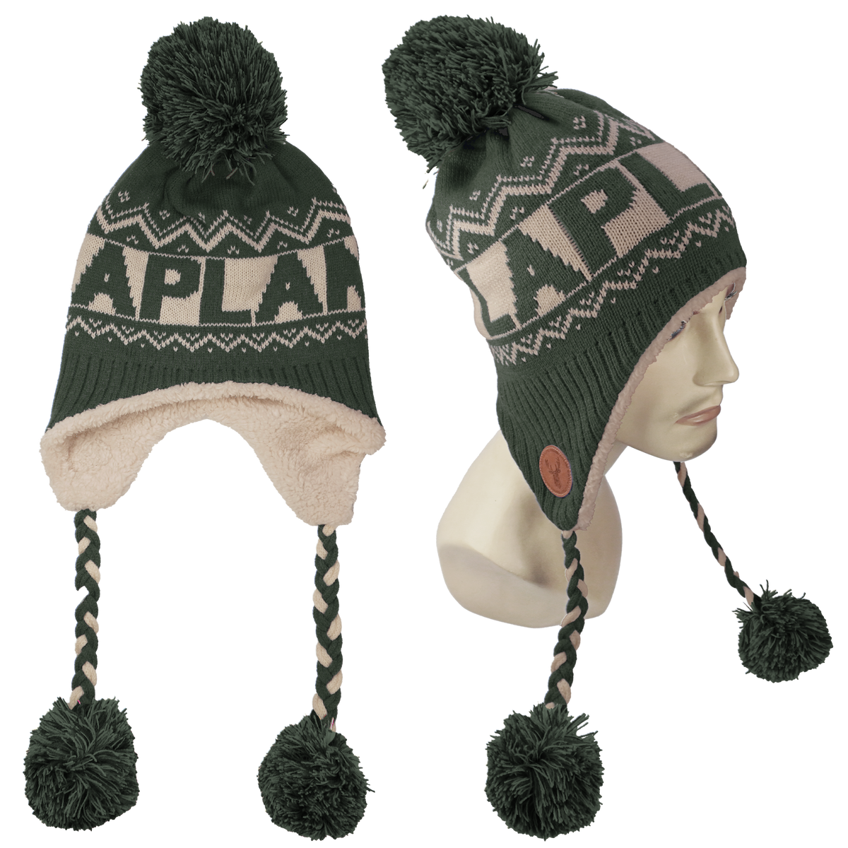 Fluffy Earflap Beanie Forest Green LAP