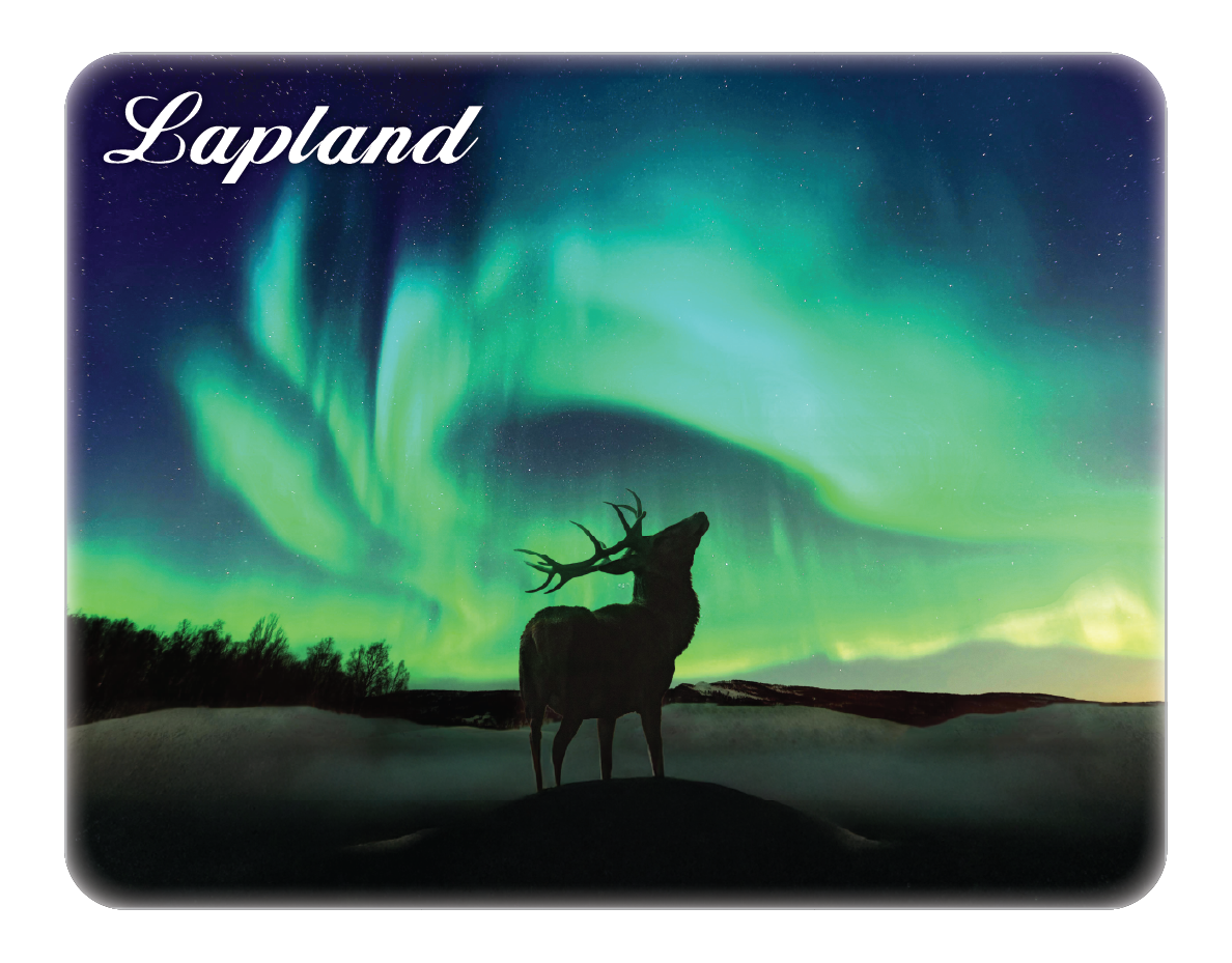 Northern Lights Reindeer Silhouette 3D Magnet LAP