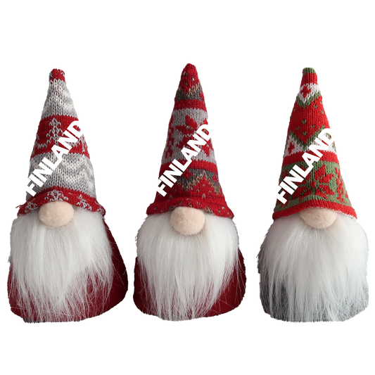 Cap Santa Knitted Red grey white 3 assortment 19 cm FIN