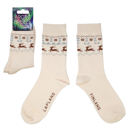 Nordic Reindeer 40-46 Socks Beige FIN LAP