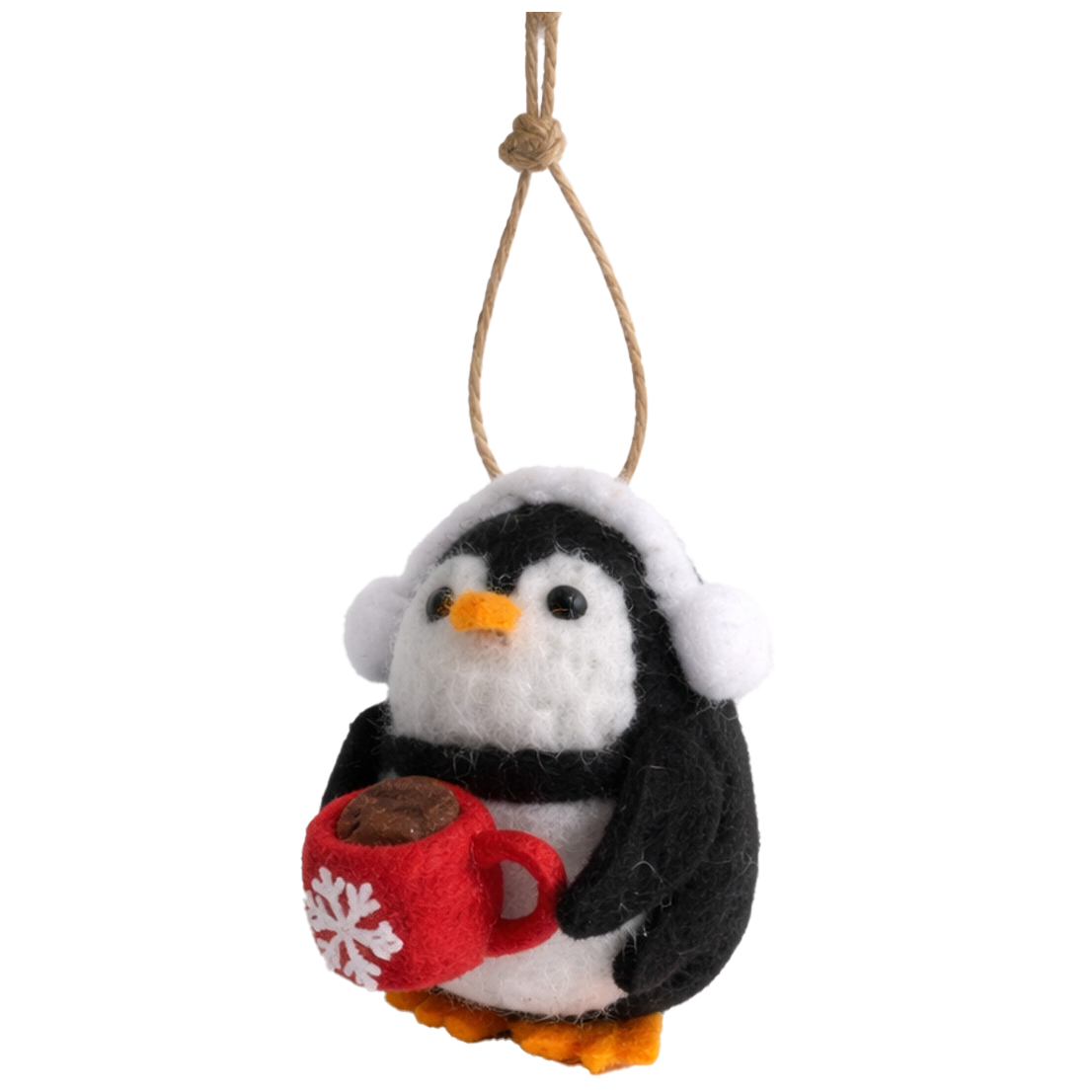 Ornament Woolen penguin black white 7 cm