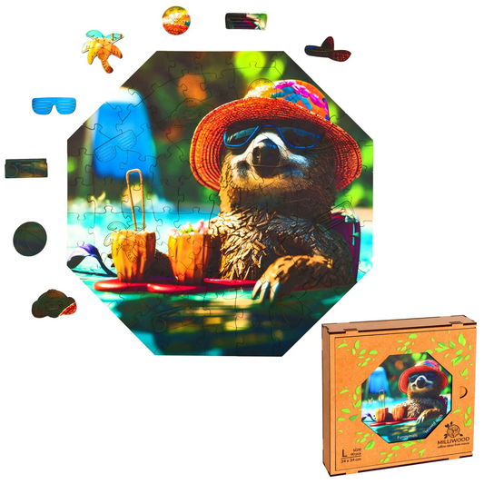 Relaxed Sloth Wooden Puzzle Oktagon L