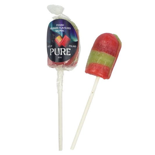 Pure Raparperin Makuinen Salmiakki Tikkari 12g