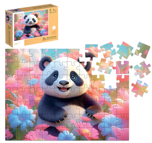 Panda Wooden Puzzle Rectangle S