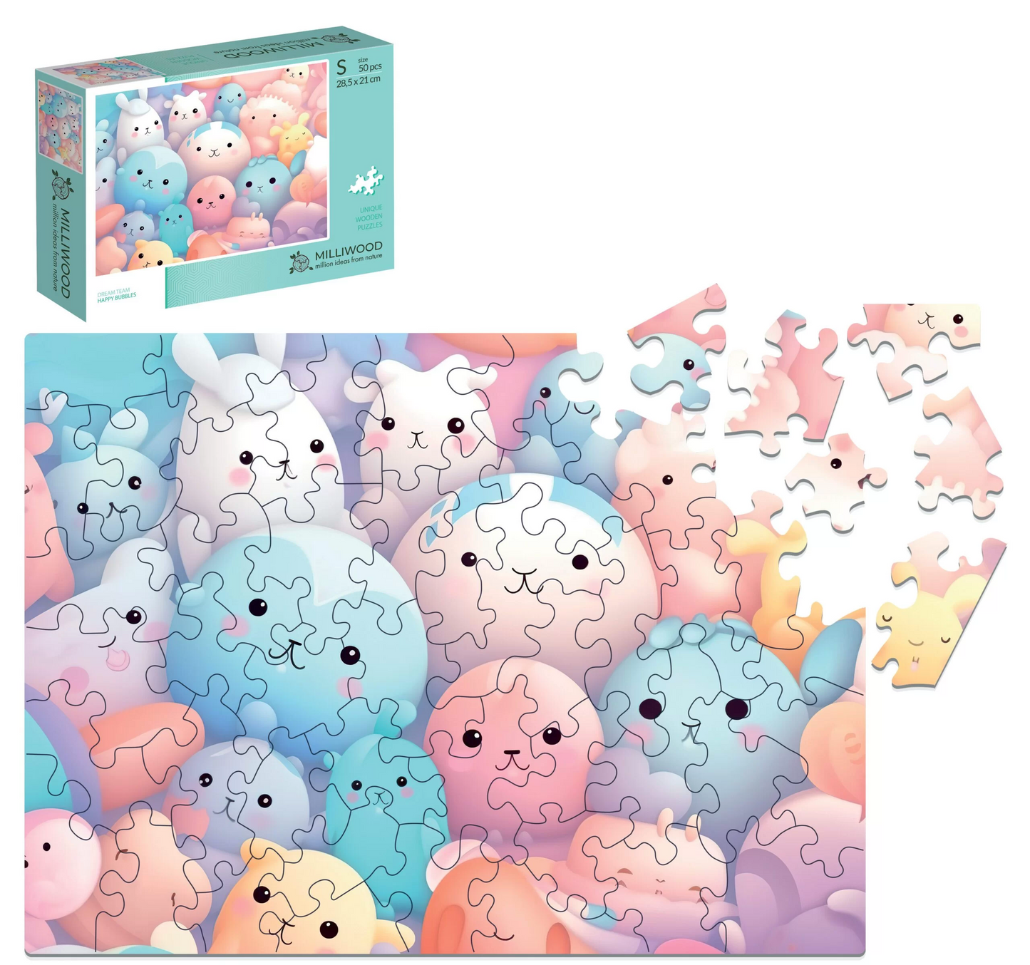 Happy Bubbles Wooden Puzzle Rectangle S
