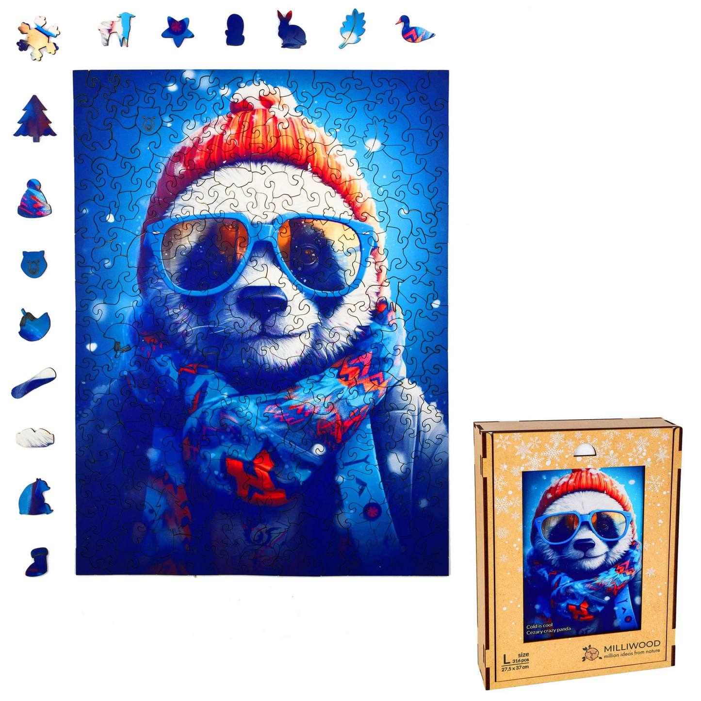 Cezary Crazy Panda Wooden Puzzle Rectangle L