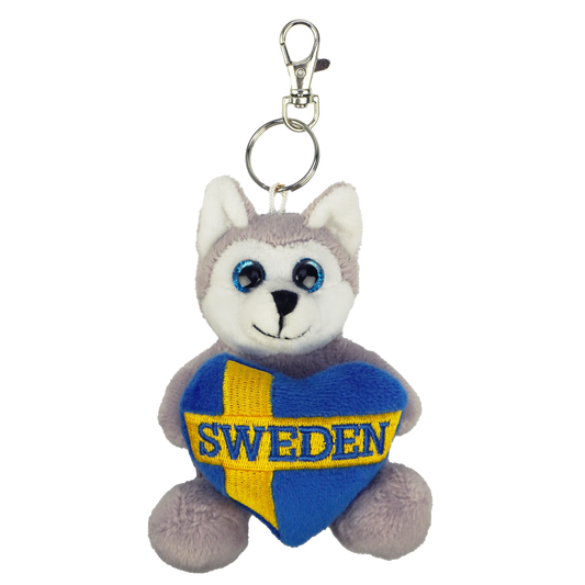 Heart Flag Husky Plush XS 9 cm Keychain SWE