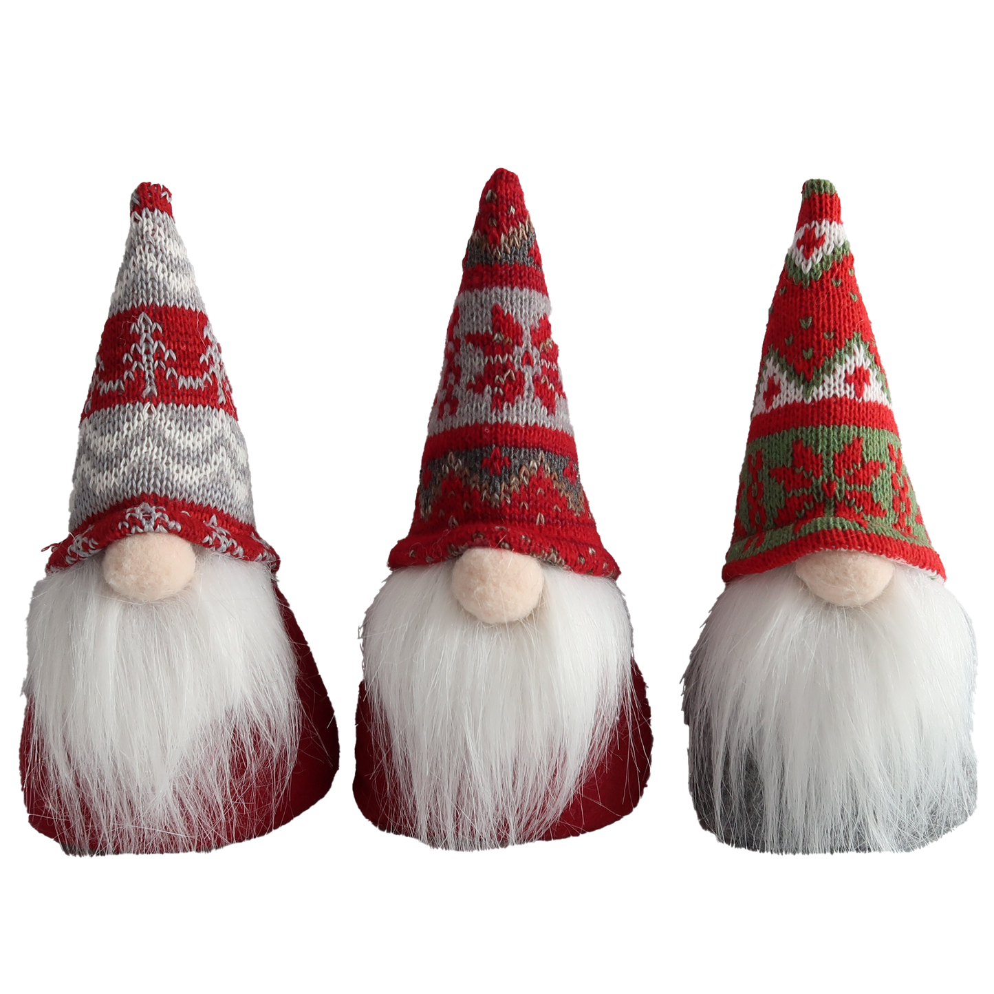 Cap Santa Knitted Red grey white 3 assortment 19 cm