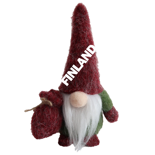 Cap Santa with bag red and green fabric 16 cm FIN